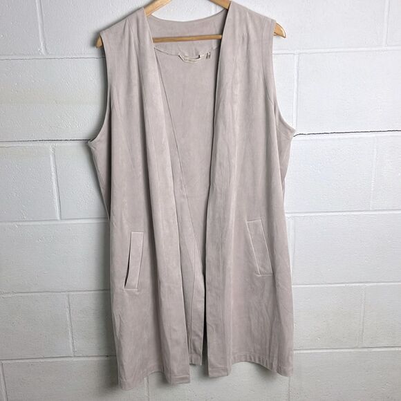 Soft Surroundings long line tan suede vest - Picture 1 of 4